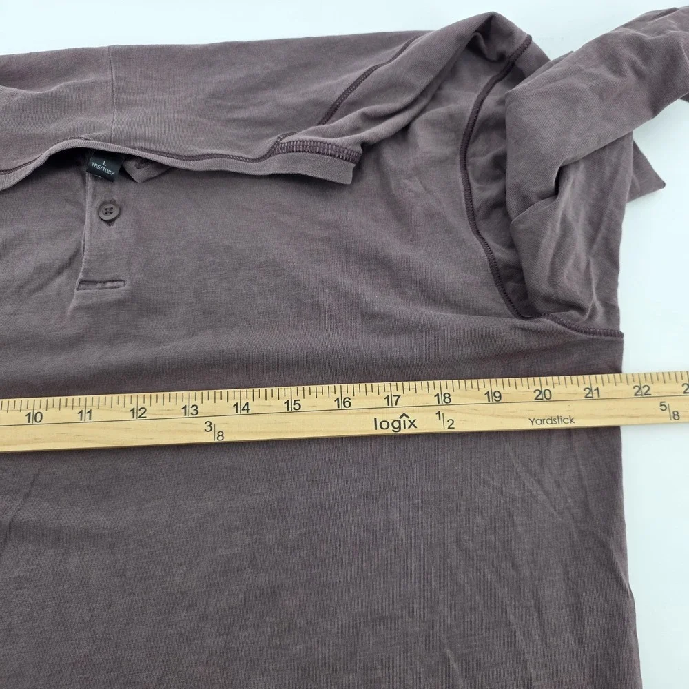 Lululemon Henley Shirt Men Large Brown Long Sleeve